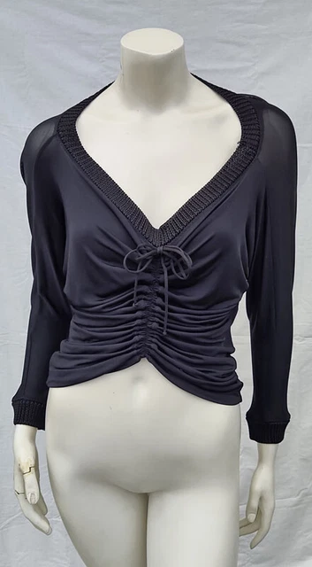 Vintage 1980s JEAN PAUL GAULTIER Top Drawstring Front Black Jersey JPG Maille