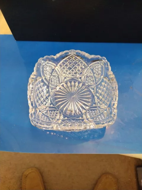 American Brilliant Period Cut Glass 4” Dish Bowl Sawtooth Edge 1.5" tall