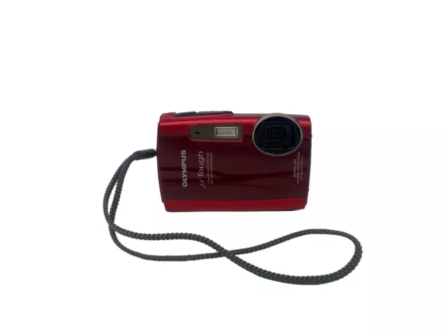 Olympus µ Tough-3000 Waterproof Compact Camera Red Working - No Charger Included