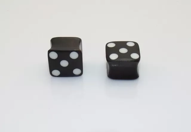 1 Pair Areng Ebony Wood Dice '5' Square Saddle Plugs "Choose Your Size"