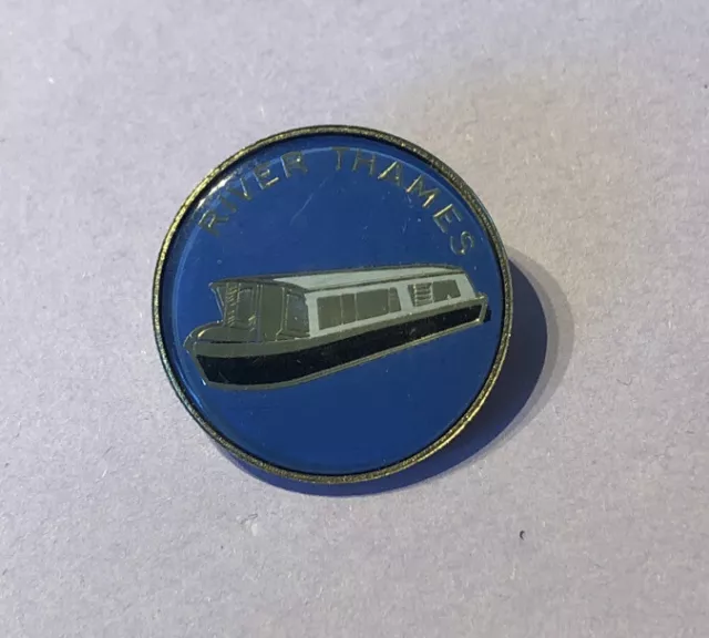Narrow Boat River Thames London Pin Badge