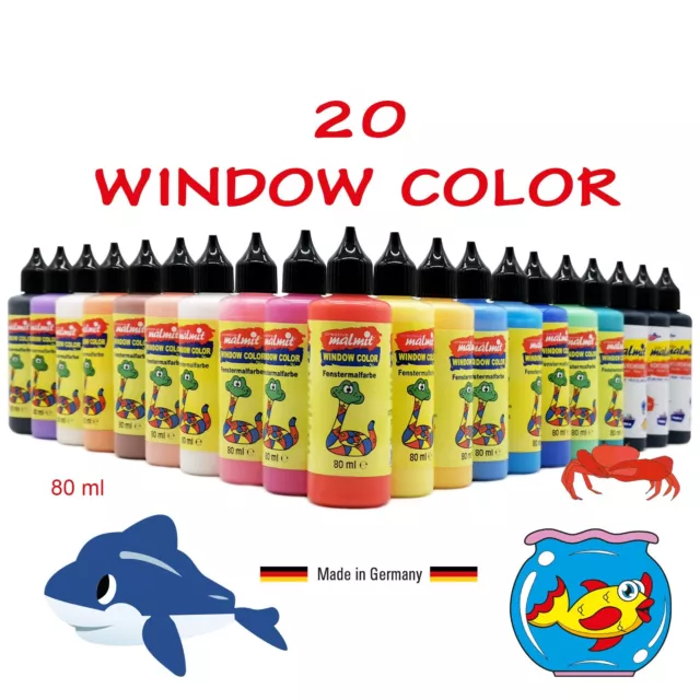 Window Color Wassertiere Set / 20 Farben Fenstermalfarbe Fensterbild Malfarbe 3