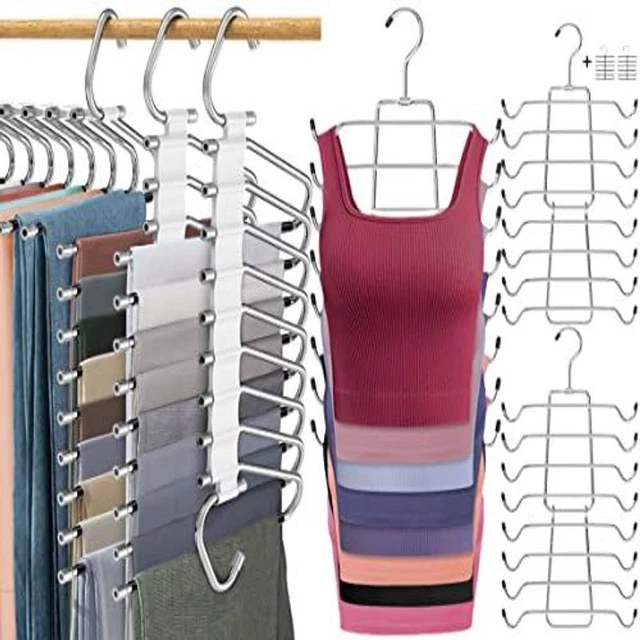 2 Pack Upgrade 9 Layers Pants Hangers Space Saving Antiquewhite+2 Tank...