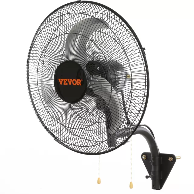 VEVOR Industrial Wall Mount Fan Oscillating Metal Fan 17.5'' 3 Speed Ventilation