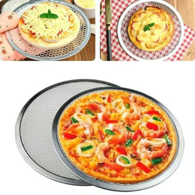 Aluminium Mesh Pizza Screen Baking Tray Plate Pan Oven Net Cookware Kitchen Flat