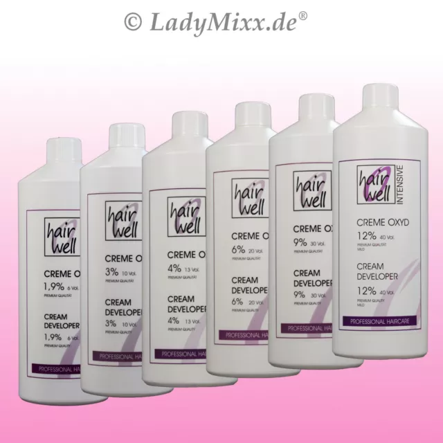 1,9% 3% 4% 6% 9% 12% CREMEOXYD 1000ml  H2O2 Oxidant Hairwell Wasserstoffperoxid