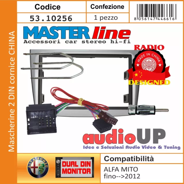 Mascherina Radio 2 Din Alfa Romeo Mito  2012 Kit Con Cornice Per Stereo Cinese