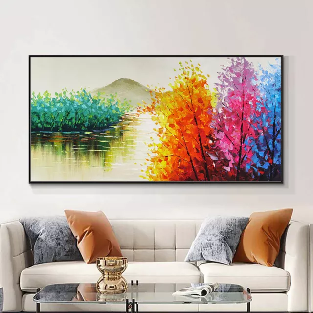 Mintura Handmade Knife Tree Landscape Oil Painting On Canvas Wall Art Home Decor