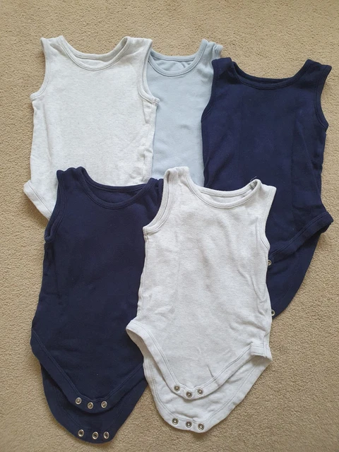 Baby Boy George Sleeveless Vest Bodysuit Bundle Set Of 5. Size 12-18 Months