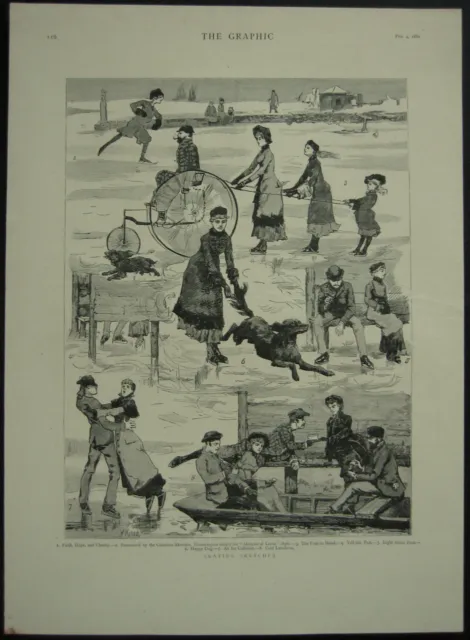 Ice Skating Sketches 1882 1 Page Illustrated Article