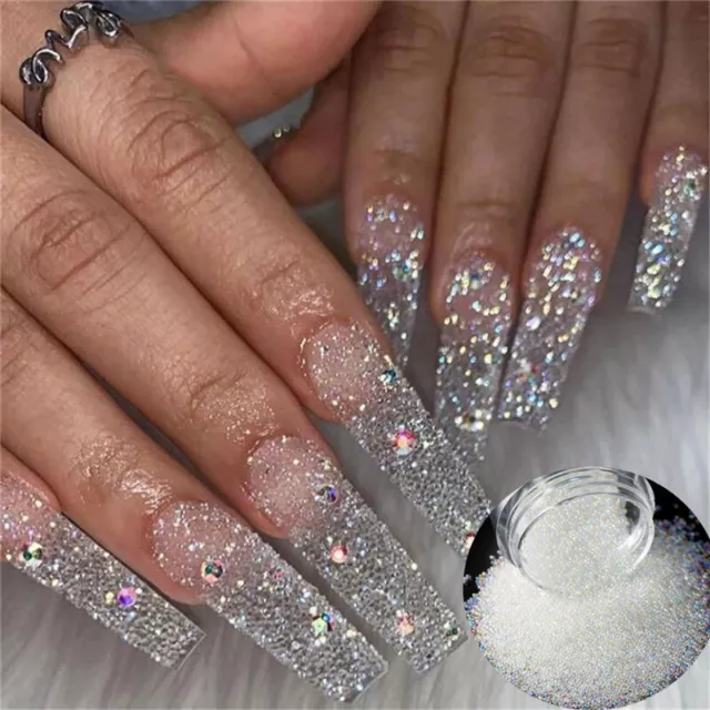 Women Glass Crystal Caviar Design 3D Art Micro Beads Nail Rhinestones DIY Gems