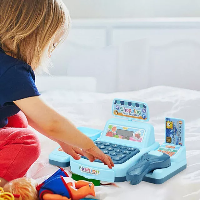 1XGeschenk Kinder Spiel Kasse Spielzeugkasse mit Scanner Rechner Kasse Kaufladen