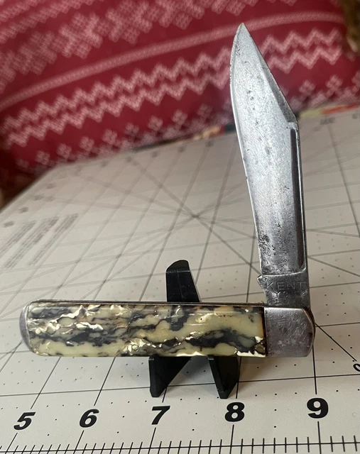 RARE KENT NY City Celluloid Single Blade Pocket Knife 4 1/4” Closed