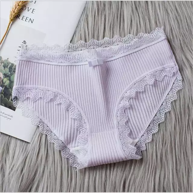 Women's Underwear Briefs Breathable Cotton Bottom Comfortable Mid-Waist Lace