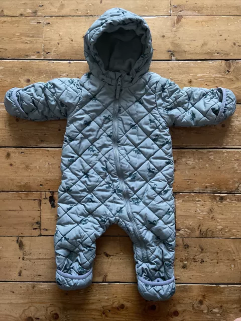 H&M Baby Snowsuit 6-9 Month Pramsuit Fleece Lined Boy Girl Unisex Hooded Quilted