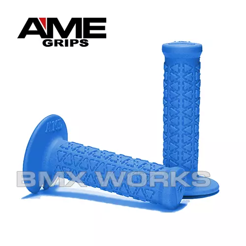 AME Mini "Junior" Round - BMX Grips - Pairs - Blue - Old School BMX Style