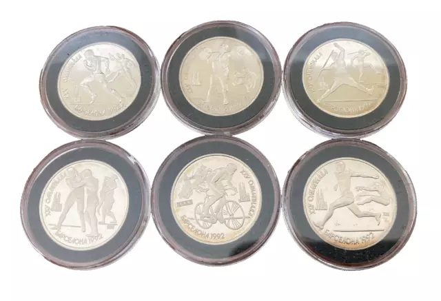 Russia USSR 1991 Copper - Nickel 1 Rouble 6 Coin Full Proof Set Barcelona 1992