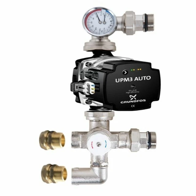 GRUNDFOS-UPM3 -SCALDATORE-WILO-130mm SET MISCELATORE POMPA VALVOLA MISCELAZIONE PER COLLETTORE
