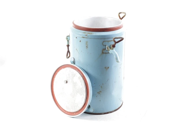 Antiguo Envase Térmico Cubo Tranport Taza con Asa Taza Caja