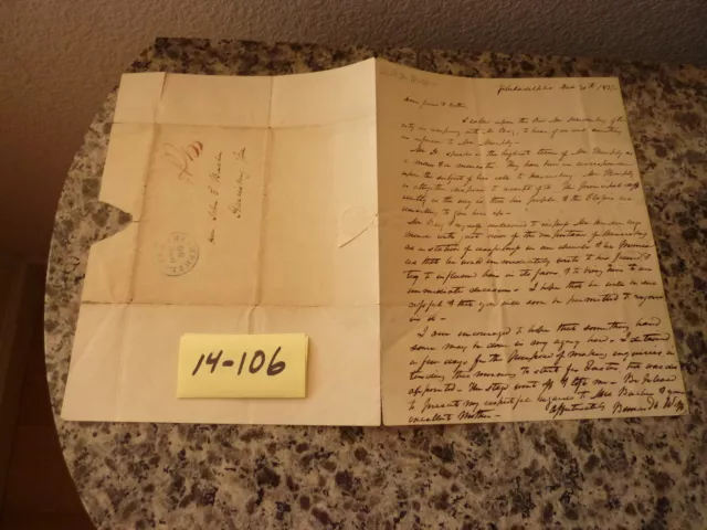 (Postal Cancel)  hand-written letter folded to create an envelope. 1837 3