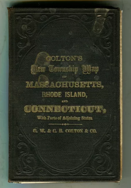 Colton's Railroad & Township Map of Massachusetts Rhode Island Connecticut 1890