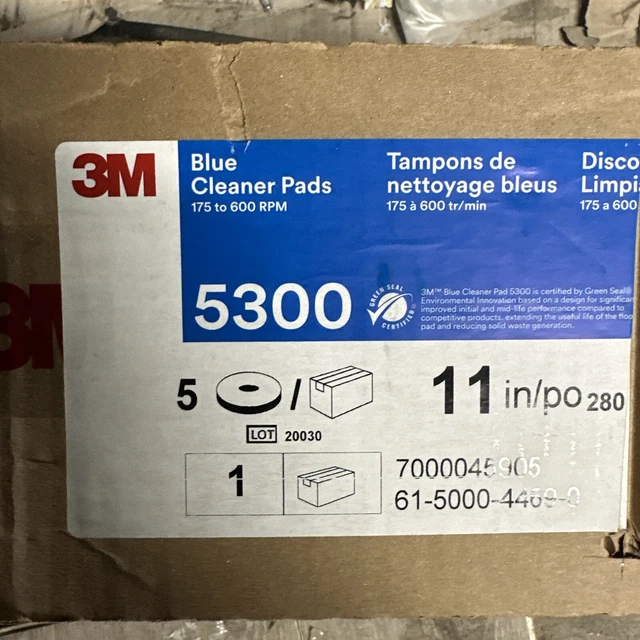 3M Floor Cleaning Pad - 11 inch- Blue 5300-5 Pads per case