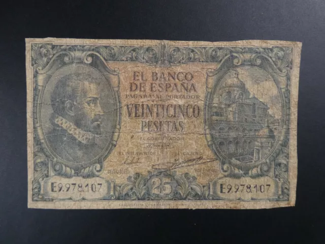 1940 (1943) Spain 25 Pesetas Banknote Vg