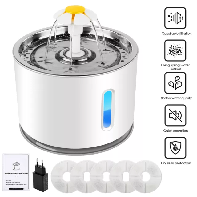 Dispensador de Agua Fuente Potable 2.4L Haustierbrunnen para Gatos Perros