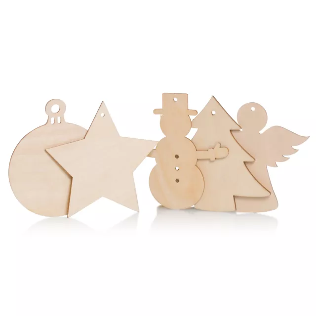 Wooden Christmas Craft Shapes Angel Snowman Bauble Xmas Tree Star 7cm 10cm Wood