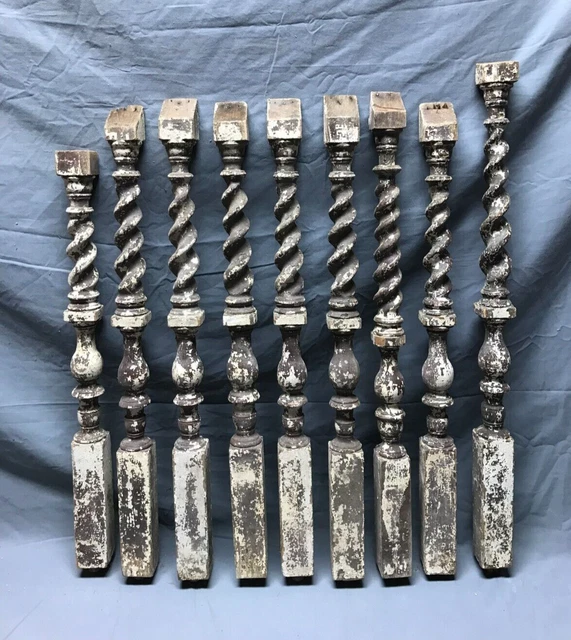 Lot of 9 Antique Vintage Turned Twist Shabby Staircase Spindles Chic Old 312-23B