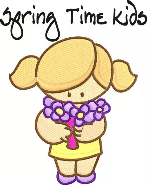 Juego de diseños de máquina de bordado para niños primavera picnic amor columpio flor PES HUS