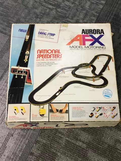 1970s RARE AURORA AFX SPEEDSTERS DRAG RACE & REGULAR SLOT CAR JUMBO SET IN BOX