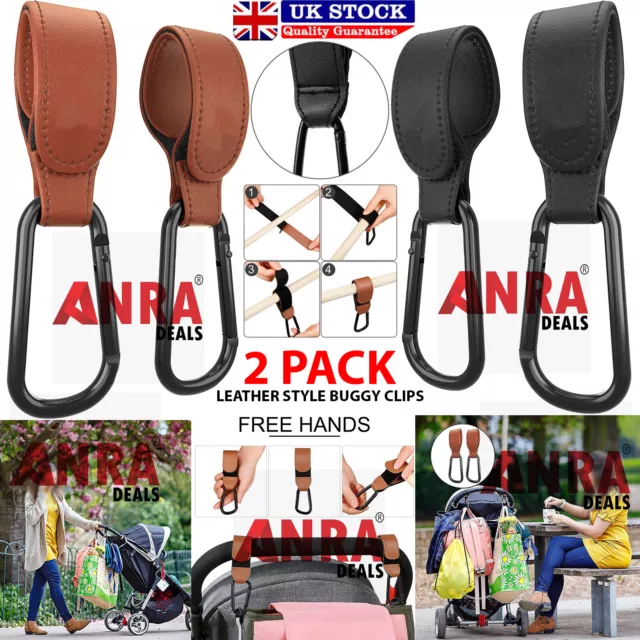 2X Leder Buggy Clips Kinderwagen Haken für Taschen Baby Kinderwagen Clips Kinderwagen Haken