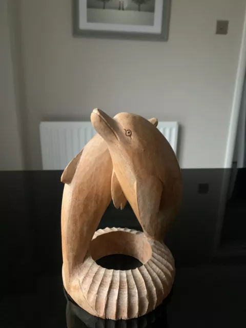 Pre-owned Hand Carved Wooden Dolphin