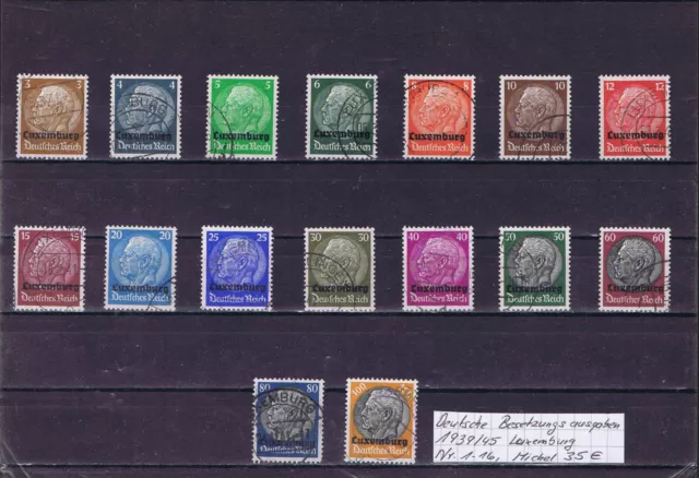Deutsche Besetzungsausgaben 1939/45 Luxemburg Mi.Nr. 1 - 16, Mi.35€