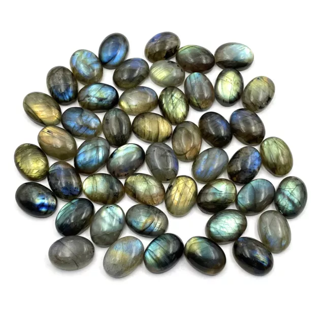 Naturel Labradorite Ovale Desseré Gemme Cabochon Lot 10 Pièces 13x18 MM 113 CT