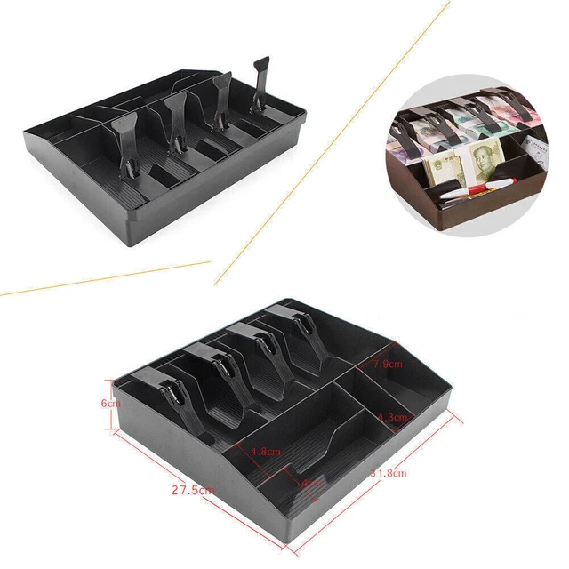 31.8*27*6cm Cash Register Money Tray Locking Cashier Storage Box Money Drawer