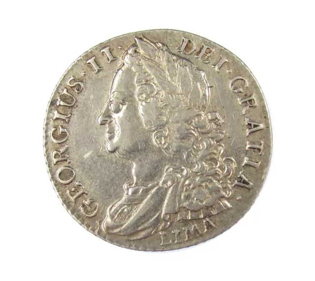 George Ii 1745 Lima Silver Shilling - Vf