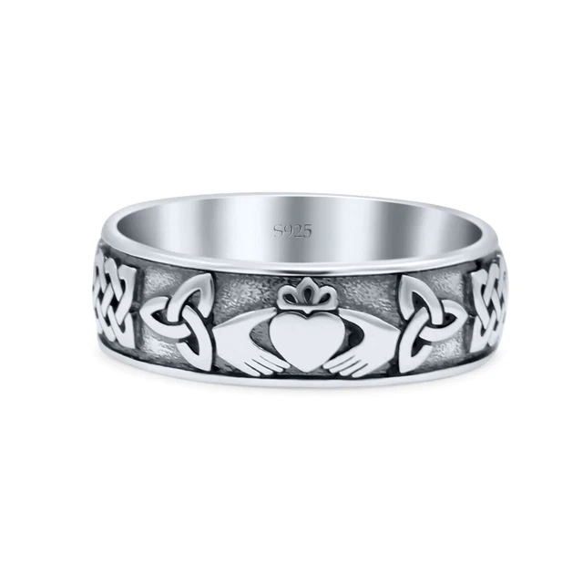 Sterling Silver Celtic Knot Claddagh Heart Ring, Cubic Zirconia Gem Adjustable Engagement Ring For Women And Girls