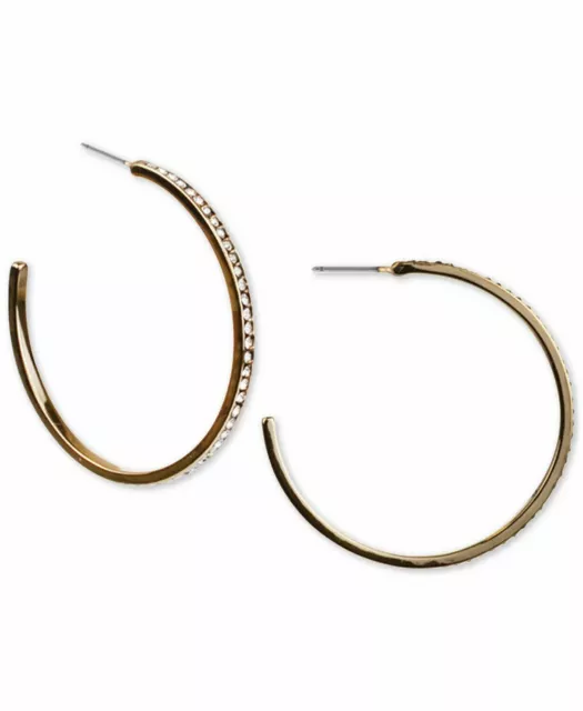 RACHEL Rachel Roy Gold-Tone Medium Pavé C-Hoop Earrings, 2"