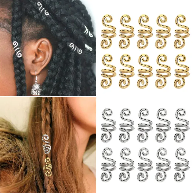 Vintage Jewelry Metal Spiral Hair Beads Wig Beads Hair Tube Dreadlock Clips