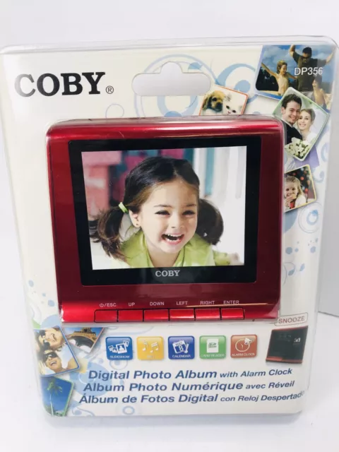 🔥 COBY DP356 Red Digital Photo Album with Alarm Clock USB • New Sealed