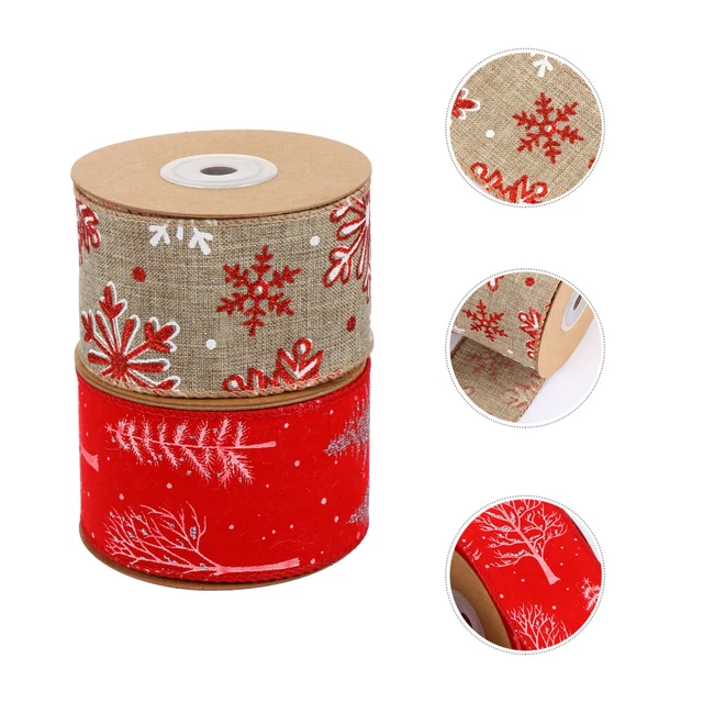 2 Roll Christmas Tree Ribbon Feiertagsbänder Zum Basteln Weihnachts-Ripsband