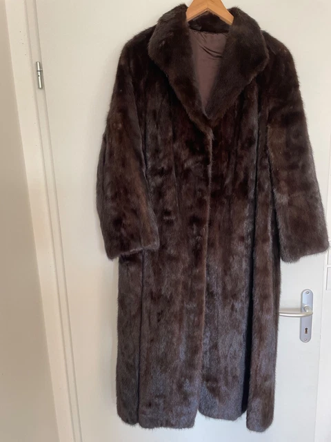 Manteau Long Femme En Fourrure Vison - Taille 44 - Vintage - Occasion Très Bon état