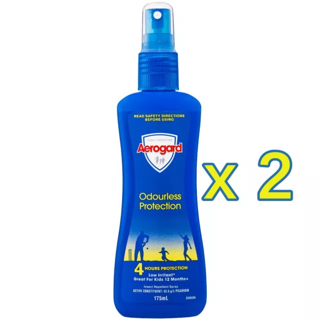 2 x Aerogard Odourless Protection Insect Repellant 175ml 4 Hours 350ml