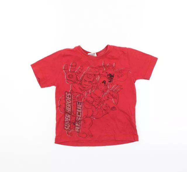 Marvel Jungen rot Baumwolle Basic T-Shirt Größe 3-4 Jahre Rundhalsausschnitt - Wunder