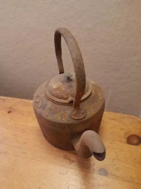 vintage old Cast Iron Kettle Pot - 3 gallon boiler kettle & tap T. HOLCROFT