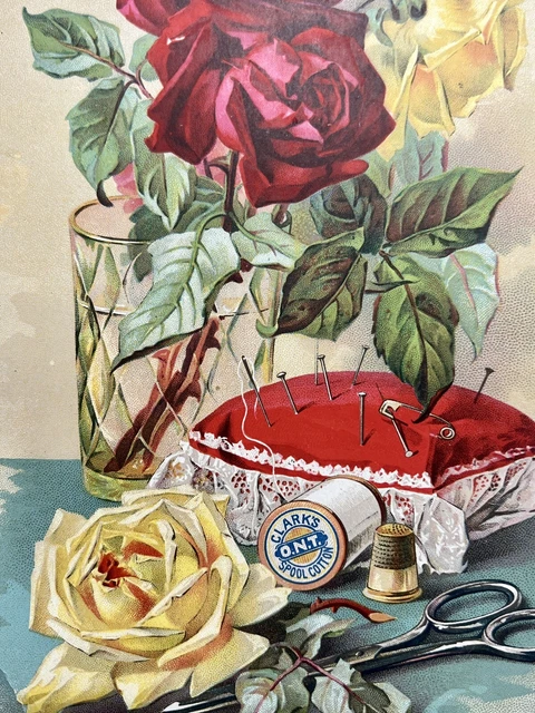 Victorian Scrap Trade Card Large Advertising 1890 NY Luckey Pin Cushion Sewing Victorian Scrap Trade Card Large Advertising 1890 NY Luckey Pin Cushion Sewing