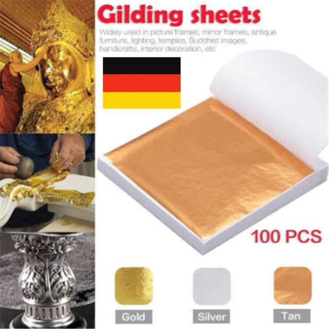 100 Blätter Gold Silber Kupfer Blatt Folie Papier Essbar Gleiten Dekor DE