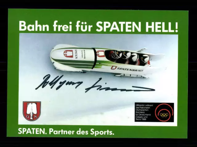 Wolfgang Zimmerer Autogrammkarte Original Signiert Bobfahren + A 201931